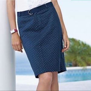 Chaps Navy Blue Polka Dot Skirt